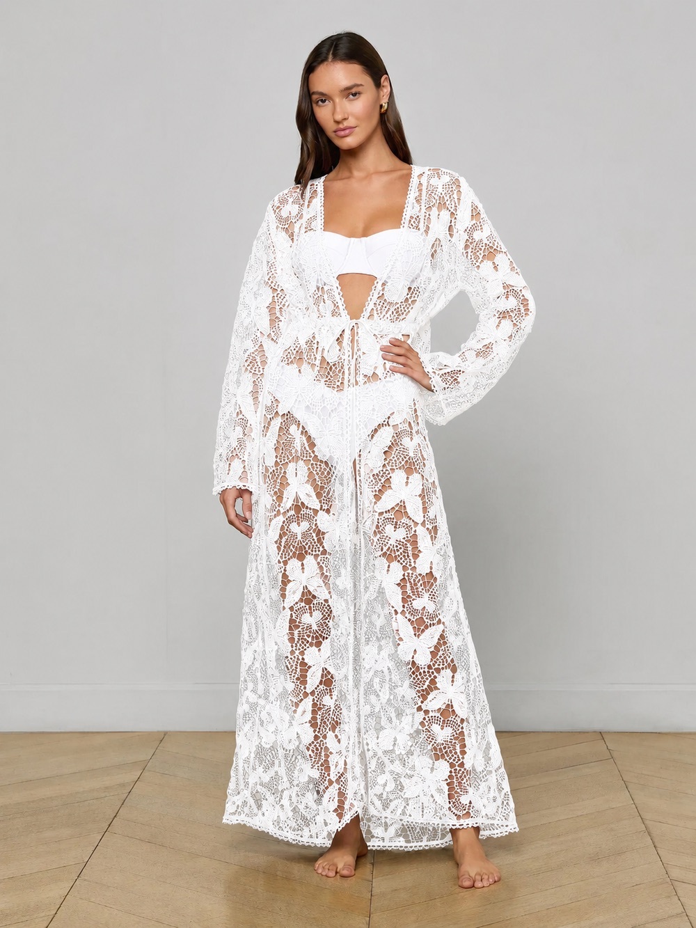 L’AGENCE Janus Coverup Robe in White S